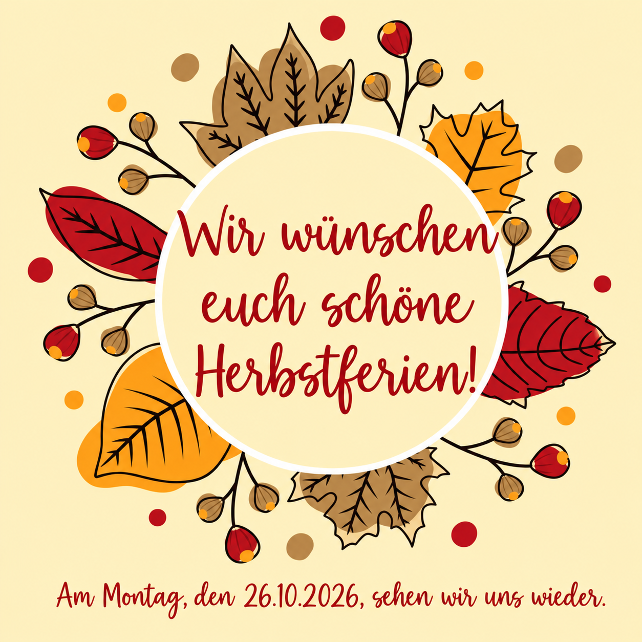 Wir wünschen euch schöne Herbstferien!